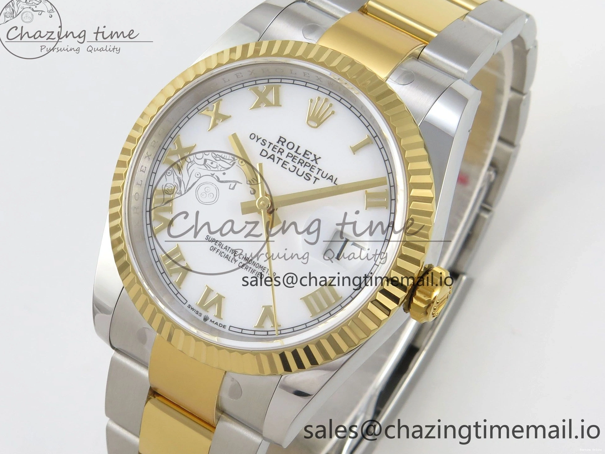 0101 TravelReady DateJust 36 SS YG ARF 1:1 Best Edition 904L Steel White Dial YG Roman on Oyster Bracelet SH 99
